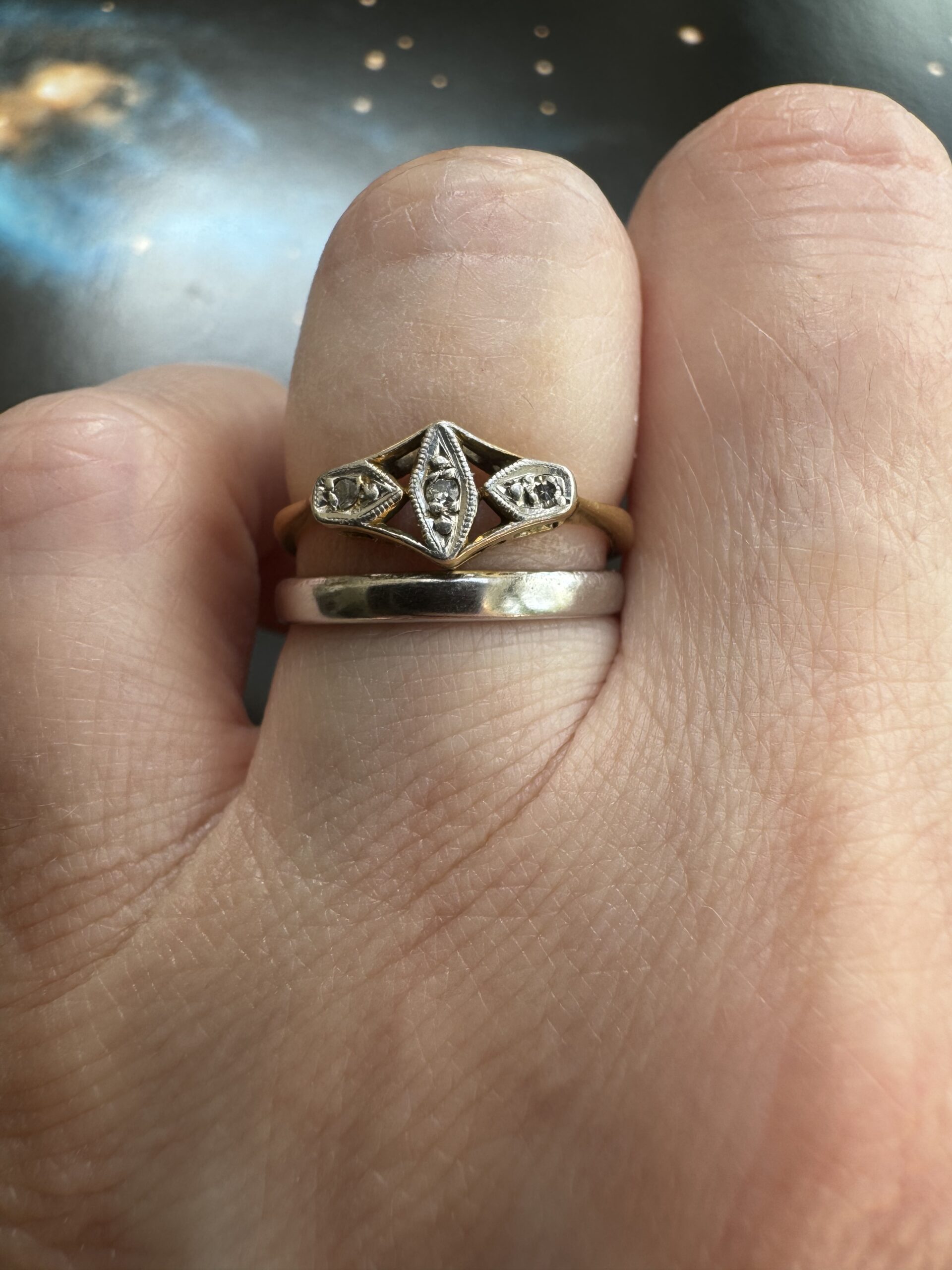 Art Deco Trefoil Diamond Ring - 18ct gold - Image 6