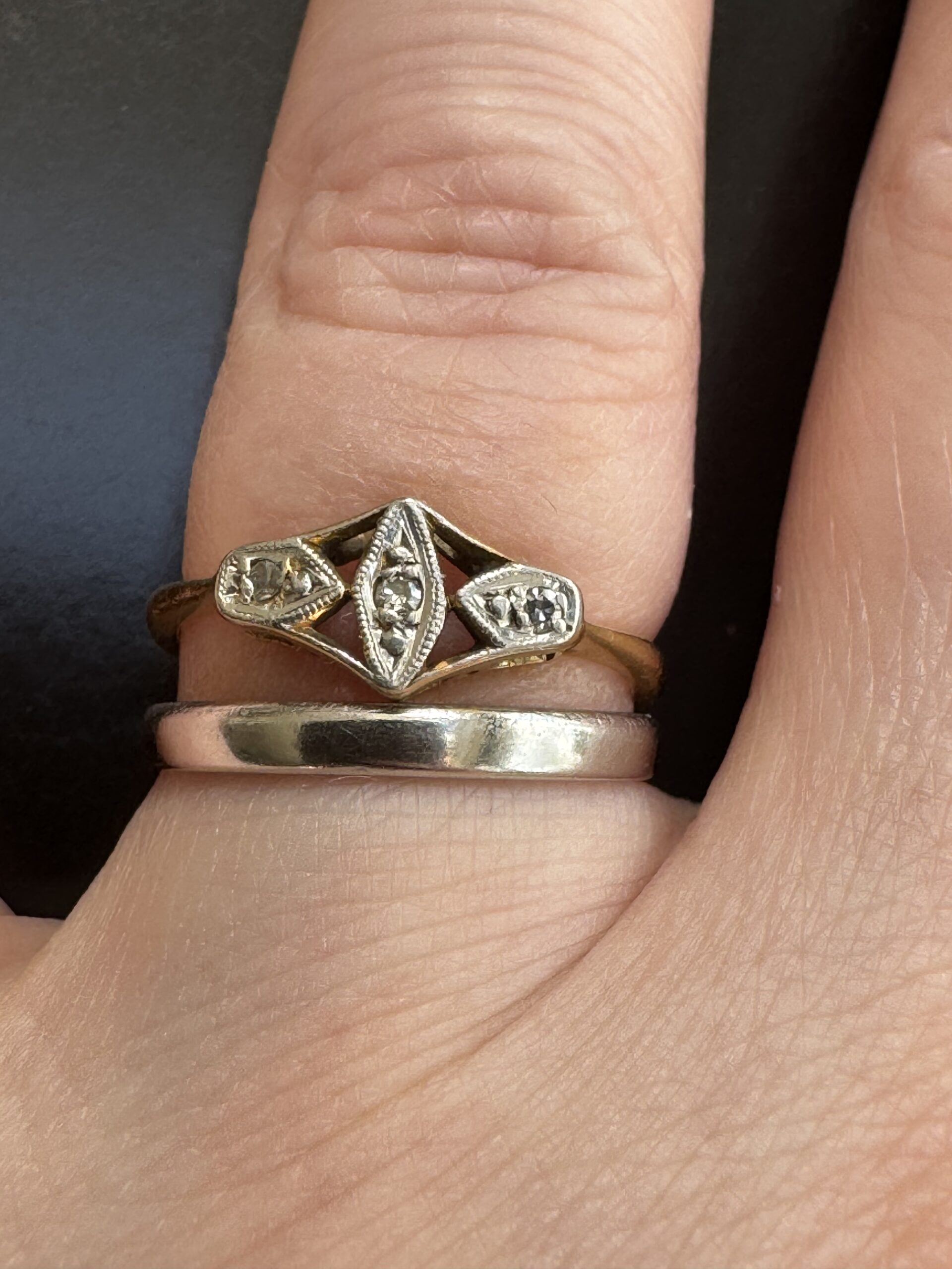 Art Deco Trefoil Diamond Ring - 18ct gold - Image 3