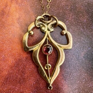 Edwardian Garnet Pendant - 9ct Gold
