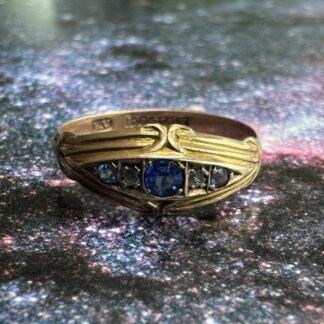 Garnet Topped Doublet and Diamond Boat Ring 9ct Gold