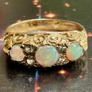 Antique Opal and Diamond Ring - 9ct Gold