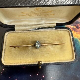 Edwardian Aquamarine Bar Brooch - 9ct Gold