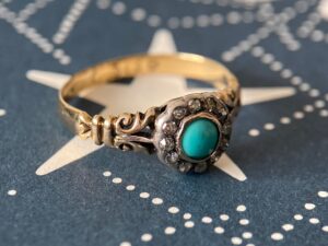 Victorian Turquoise and Rose Cut Diamond Ring 