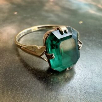 Victorian Green Paste Ring - 9ct Gold