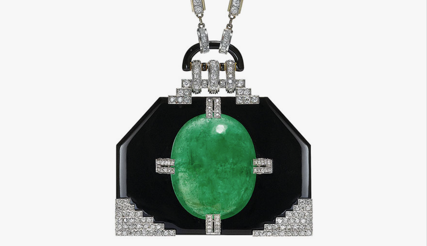 An important emerald, onyx and diamond pendant necklace by Georges Fouquet - (c)Christies