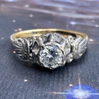 Art Deco Diamond Solitaire Ring - 18ct Gold and Platinum