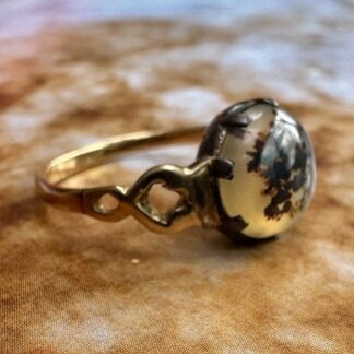 Antique Dendritic Agate Ring - 15k Gold