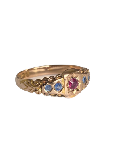 Edwardian Ruby and Sapphire Ring - Image 6