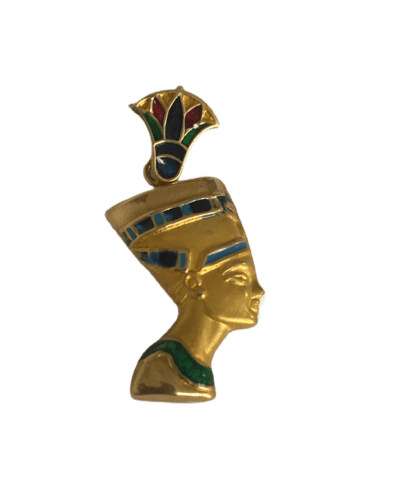 Queen Nefertiti 18ct Gold and Enamel Pendant