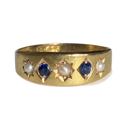 Antique Sapphire and Pearl Gypsy Ring
