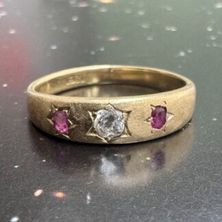 Antique Diamond and Ruby Gypsy Ring 18ct Gold