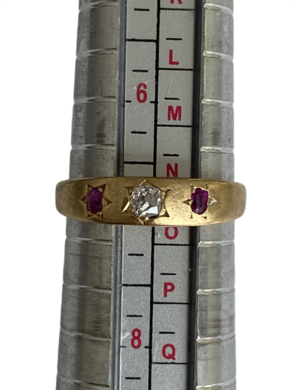 Antique Diamond and Ruby Gypsy Ring - 18ct Gold