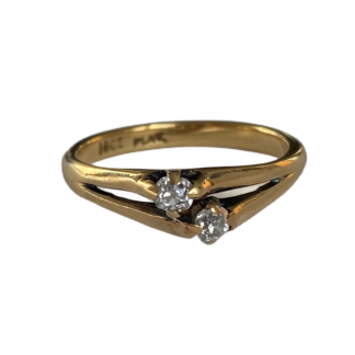 Antique Toi et Moi Ring with Old Cut Diamonds - 18ct Gold