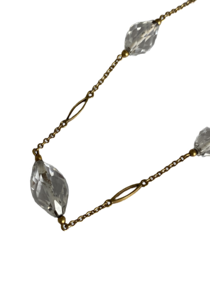 Edwardian Faceted Rock Crystal Necklace - 9ct Gold