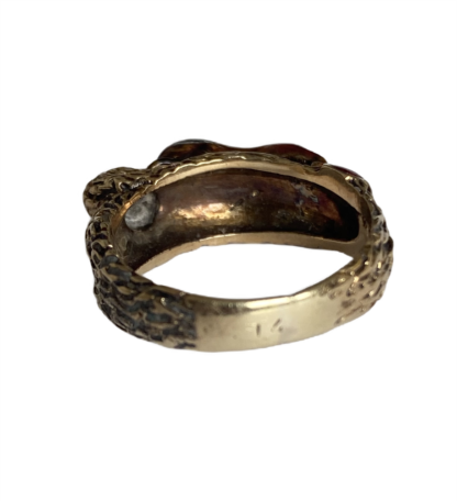 Vintage Enamelled Lion Ring - 14ct Gold