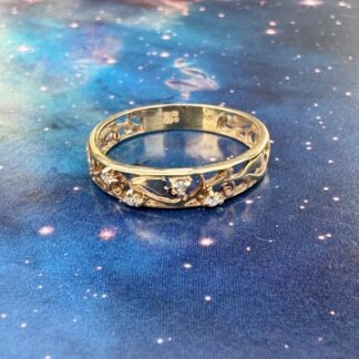 Vintage Openwork Ring With Diamond Accents 9ct Gold