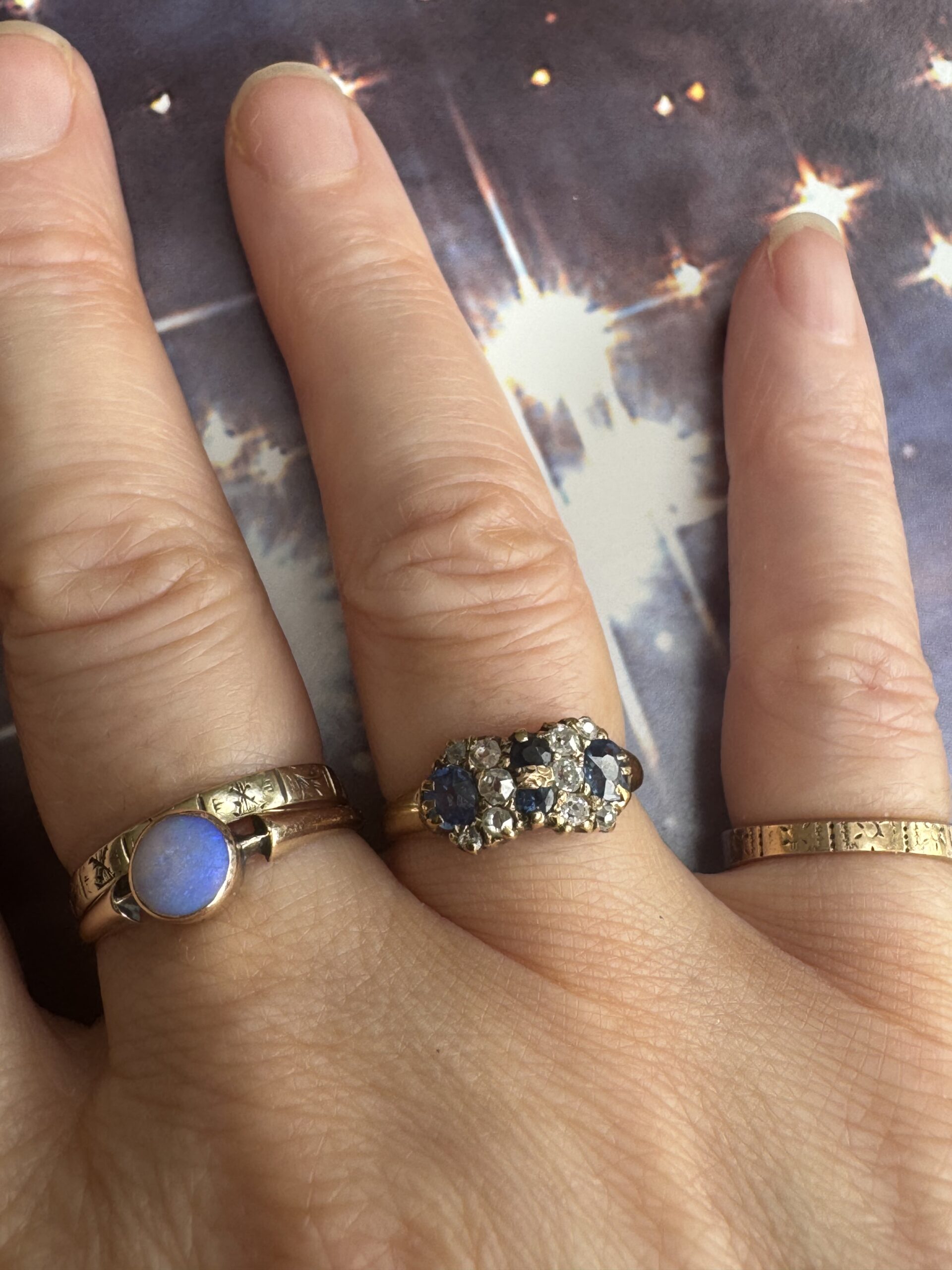 Antique Diamond and Sapphire Ring - 18ct Gold - Image 4