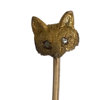 Antique Fox Stick Pin - 15ct and 10ct Gold