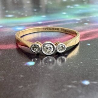 Art Deco Diamond Trilogy Ring 18ct Gold and Platinum