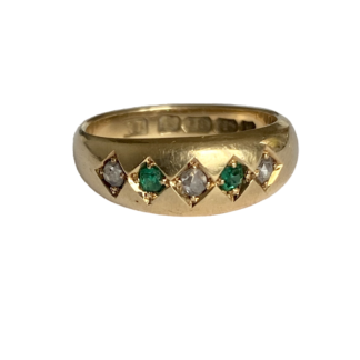 Edwardian-Emerald-and-Diamond-Ring-18ct-Gold-With-Original-Box