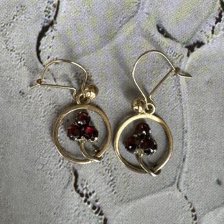 Antique Garnet Clover Earrings 15ct Gold