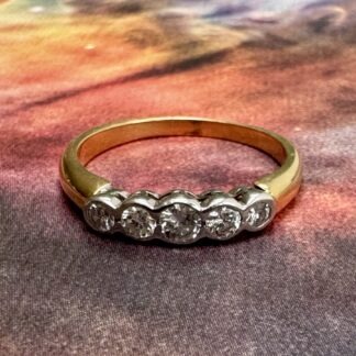 Diamond 5 Stone Ring 14ct Gold