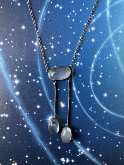 Edwardian Moonstone Negligee Necklace - Silver