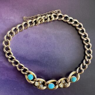 Antique Turquoise and Pearl Bracelet - 9ct Gold