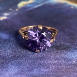 Vintage Colour Change Sapphire Solitaire Ring 14ct Gold