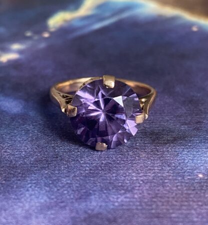 Vintage Colour Change Sapphire Solitaire Ring 14ct Gold