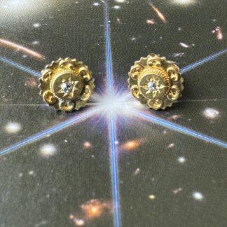 Victorian Etruscan Revival Diamond Star Stud Earrings - 9ct Gold