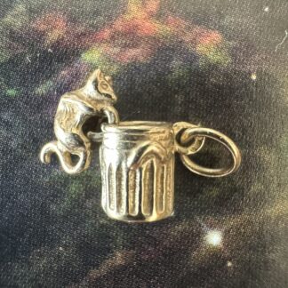 Vintage Articulated Cat in Rubbish Bin Charm - 9ct Gold