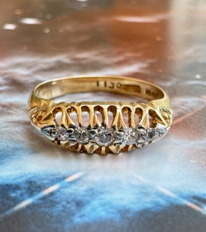 Antique 5 Stone Diamond Ring - 18ct Gold - Image 6