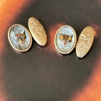 Antique Essex Crystal Fox Cufflinks - Rolled Gold
