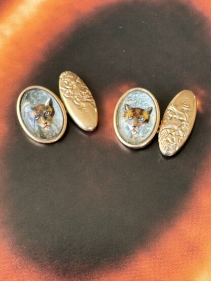 Antique Essex Crystal Fox Cufflinks - Rolled Gold