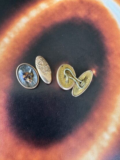 Antique Essex Crystal Fox Cufflinks - Rolled Gold - Image 3